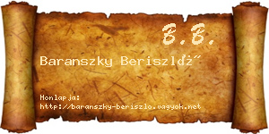 Baranszky Beriszló névjegykártya